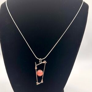 COPY - Elegant Silver Plated Necklace w/925 Silver Pendant & Rhodochrosite Stone